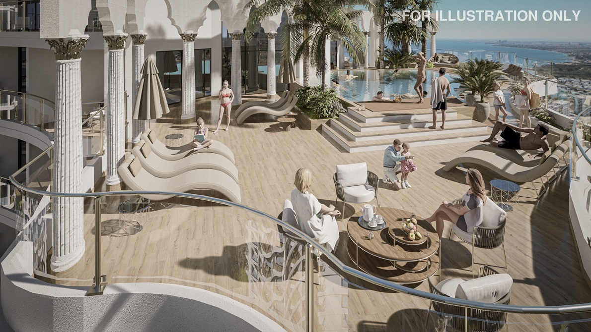 Caesar Palm Jumeirah – taras i lounge, render