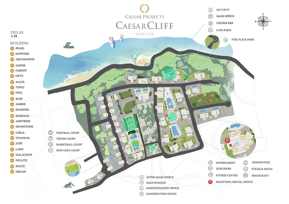 Caesar Cliff – site map i masterplan, Cypr Północny