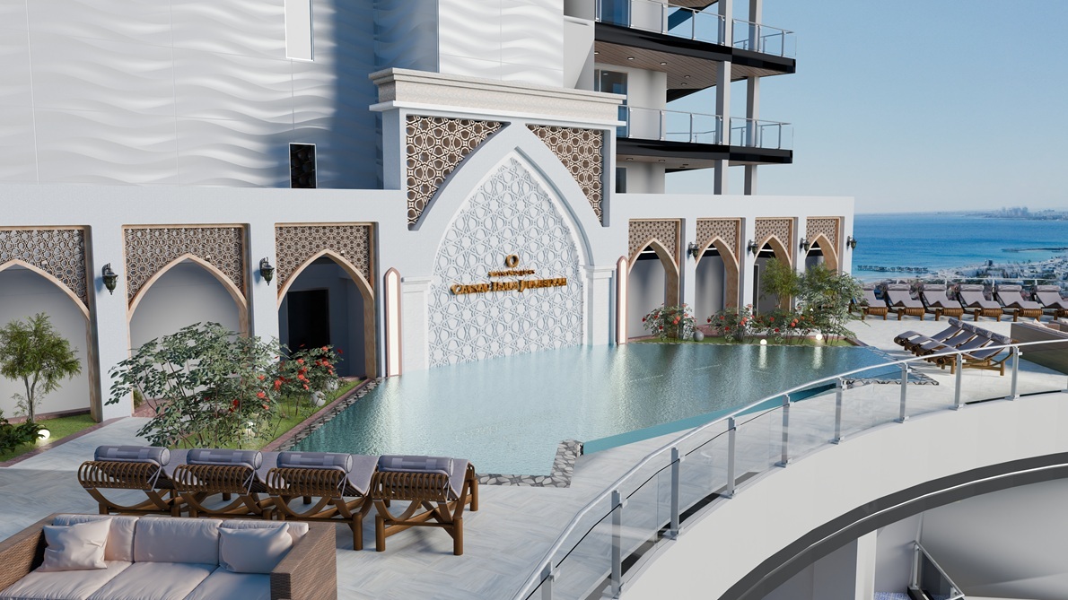 Wizualizacja strefy basenowej Caesar Palm Jumeirah (TRNC)